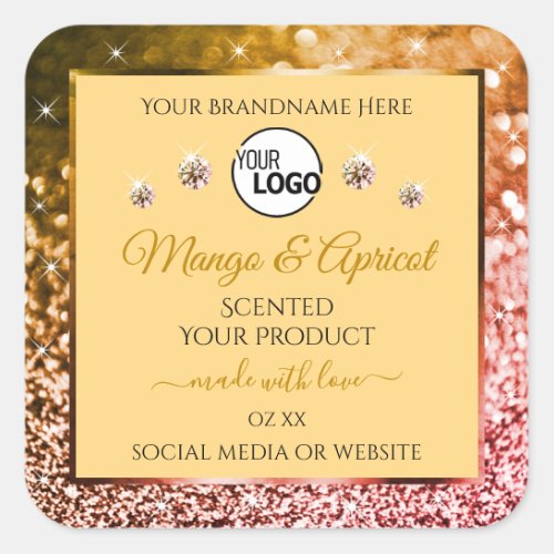 Peach Rose and Gold Glitter Product Labels Logo