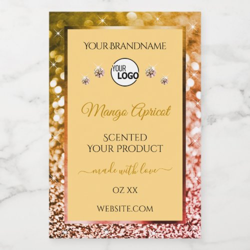 Peach Rose and Gold Glitter Product Labels Logo