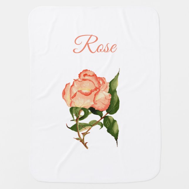 Peach rose baby blanket (Front)