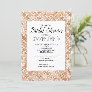 Peach Rose Blush Gold Glitter Bridal Shower Invitation