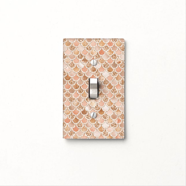 Peach Rose Blush Gold Glitter Mermaid     Light Switch Cover (In Situ)