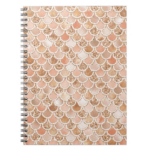 Peach Rose Blush Gold Glitter Mermaid        Notebook