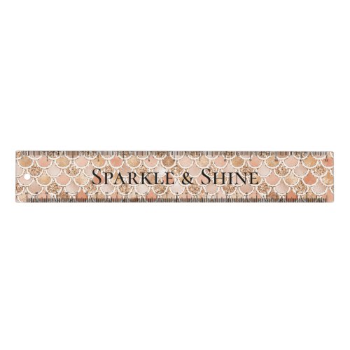 Peach Rose Blush Gold Glitter Mermaid       Ruler