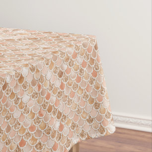 Peach Rose Blush Gold Glitter Mermaid Tablecloth