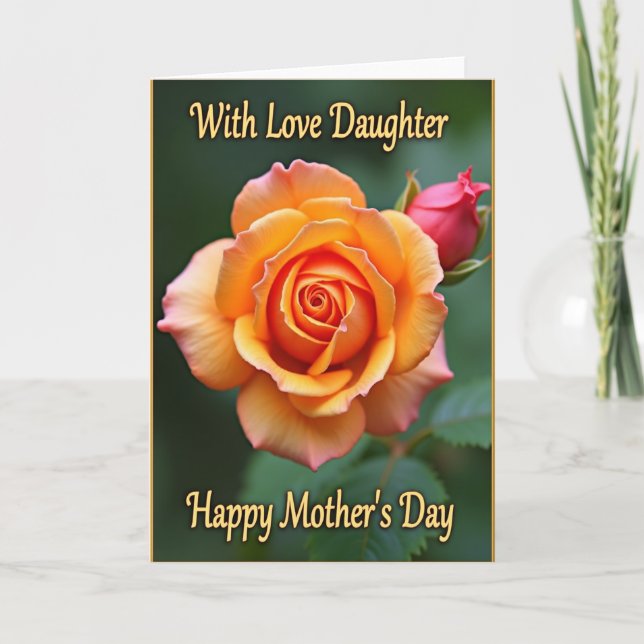 Peach Rose Bud Mothers Day Card (Front)