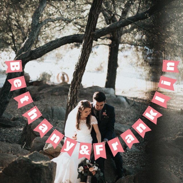 Peach Rose Bud Peachy Coral Wedding Bunting Flags (Creator Uploaded)