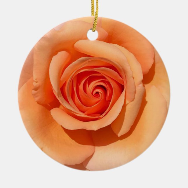 Peach Rose Ceramic Ornament (Front)