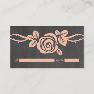 Peach Rose Chalkboard Place Card