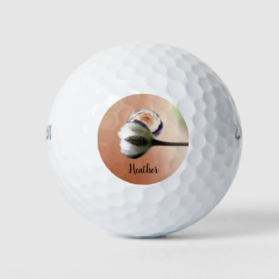 Peach Rose Droplet Personalized Golf Balls