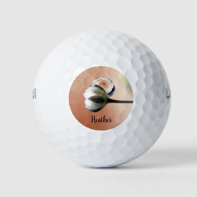 Peach Rose Droplet Personalized Golf Balls (Front)