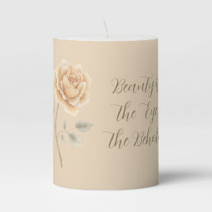 Peach Rose Floral Beauty Is Pillar Candle