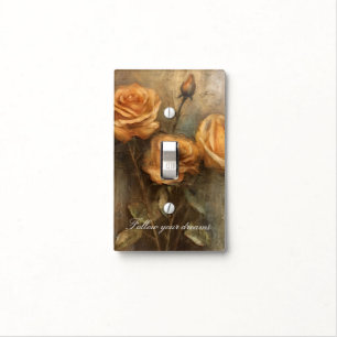Peach Rose Floral Romantic Light Switch Cover