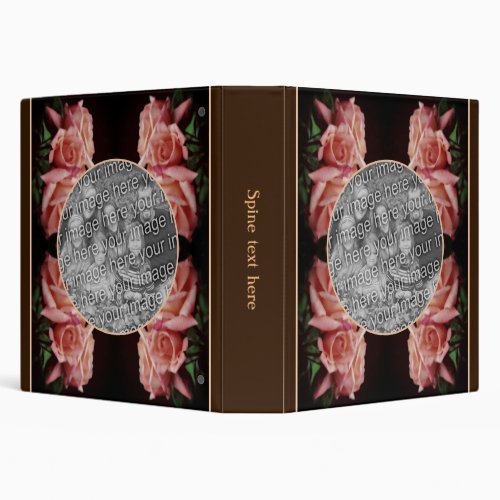 Peach Rose Floral Vintage Add Your Own Photo 3 Ring Binder