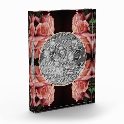 Peach Rose Floral Vintage Add Your  Photo Block