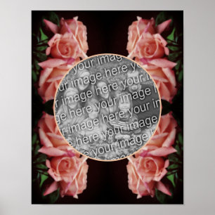 Peach Rose Floral Vintage Add Your Photo Poster