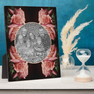 Peach Rose Floral Vintage Create Your Own Photo Plaque