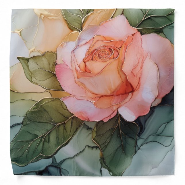 Peach Rose Flower Bandana (Front)