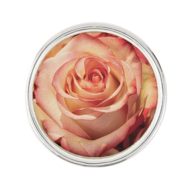 Peach Rose Flower Lapel Pin (Front)