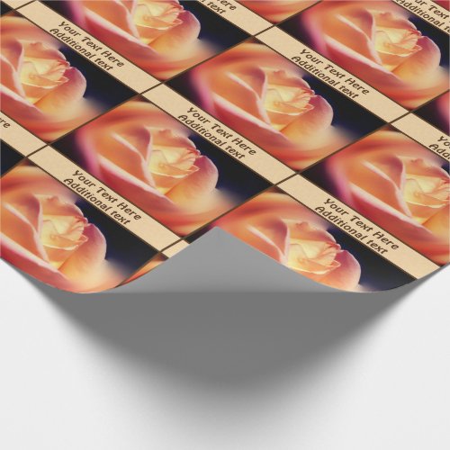 Peach Rose Flower Personalized Wrapping Paper