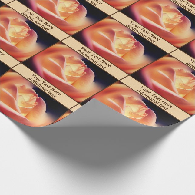 Peach Rose Flower Personalized Wrapping Paper (Corner)