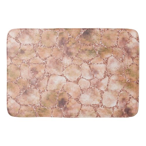 Peach Rose Glitter Giraffe Print         Bath Mat