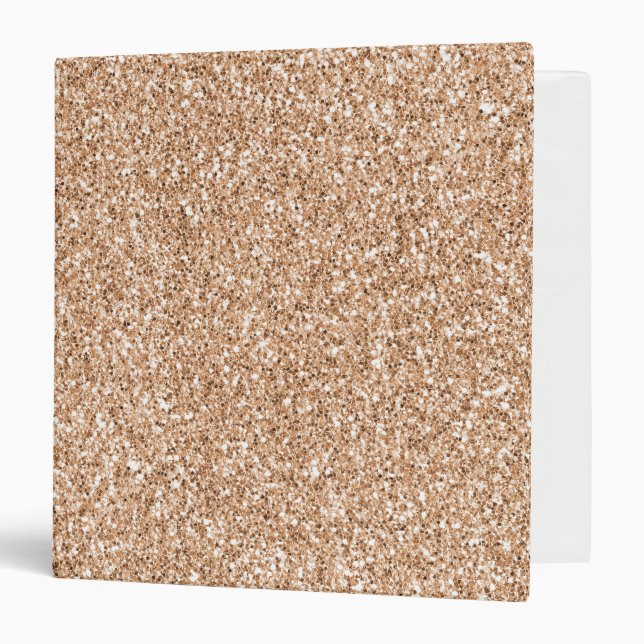 Peach Rose Gold Blush Glitter Glitz     3 Ring Binder (Front/Inside)
