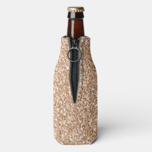 Peach Rose Gold Blush Glitter Glitz Bottle Cooler