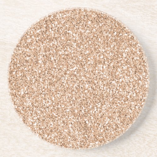 Peach Rose Gold Blush Glitter Glitz Coaster