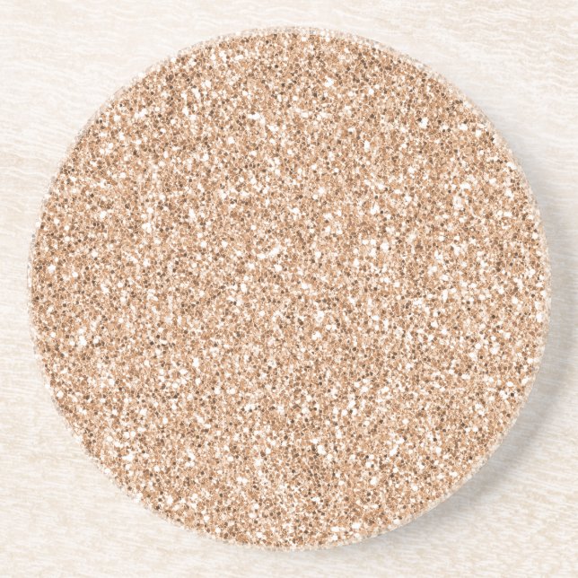Peach Rose Gold Blush Glitter Glitz Coaster (Front)