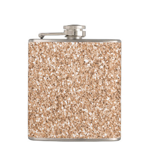 Peach Rose Gold Blush Glitter Glitz    Flask