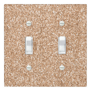 Peach Rose Gold Blush Glitter Glitz      Light Switch Cover