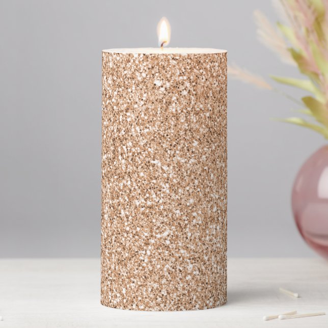 Peach Rose Gold Blush Glitter Glitz    Pillar Candle (In Situ)