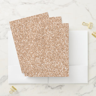Peach Rose Gold Blush Glitter Glitz Pocket Folder