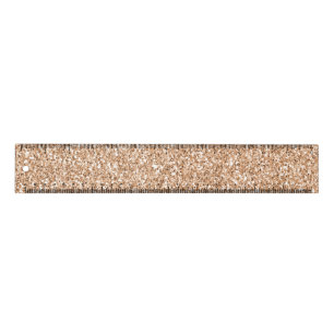 Peach Rose Gold Blush Glitter Glitz Ruler