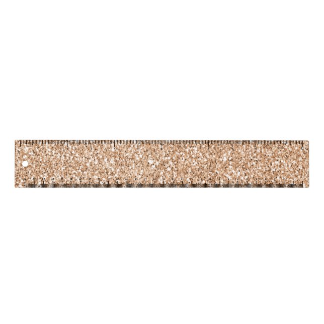 Peach Rose Gold Blush Glitter Glitz     Ruler (Front)