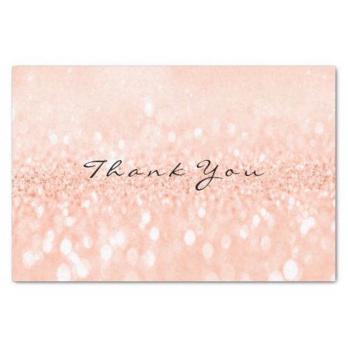 Peach Rose Gold Blush Glitter Thank You Name Tissue Paper