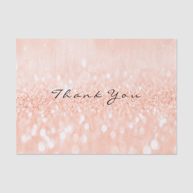 Peach Rose Gold Blush Glitter Thank You Name Tissue Paper (Front)