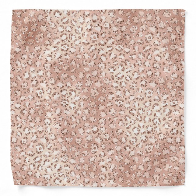 Peach Rose Gold Blush Pink Glitz Leopard Print    Bandana (Front)