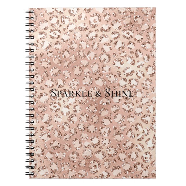 Peach Rose Gold Blush Pink Glitz Leopard Print     Notebook (Front)