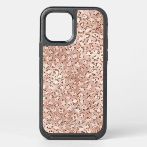 Peach Rose Gold Blush Pink Glitz Leopard Print     OtterBox Symmetry iPhone 12 Case