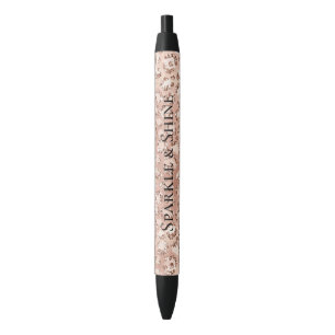 Peach Rose Gold Blush Pink Glitz Leopard Print Pen