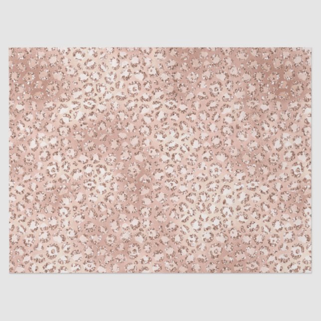 Peach Rose Gold Blush Pink Glitz Leopard Print     Tissue Paper (Front)