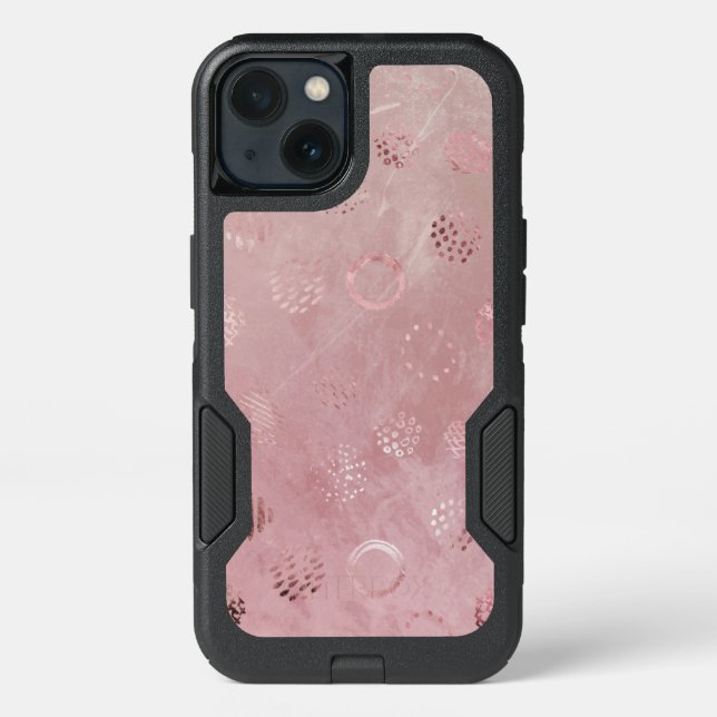 Peach Rose Gold Glitter Dots Otterbox iPhone Case (Back)