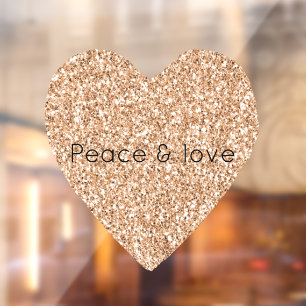Peach Rose Gold Glitter Heart Window Cling