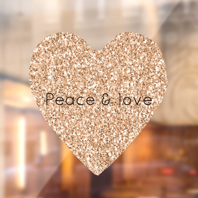 Peach Rose Gold Glitter Heart Window Cling (Sheet 2)