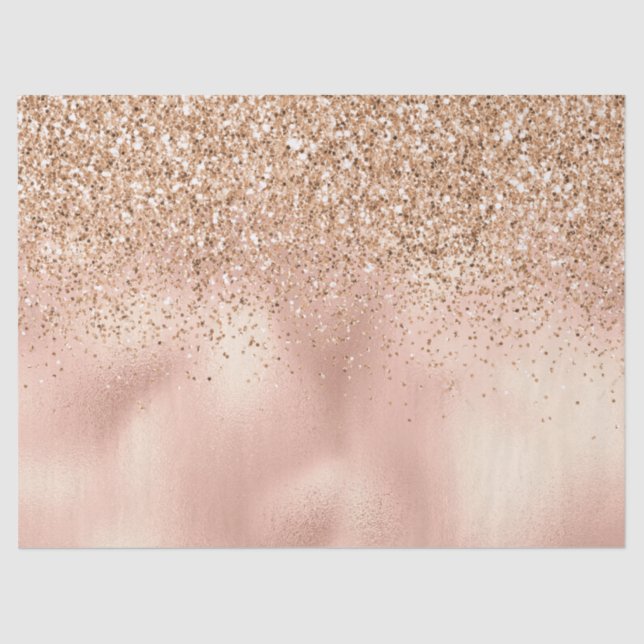 Peach Rose Gold Glitzy Glitter      Tissue Paper (Front)