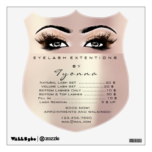 Peach Rose Gold Lashes Price List Eyes Makeup Wall Decal