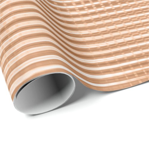 Peach Rose Gold Metallic Grill Stripes Coral Lux Wrapping Paper