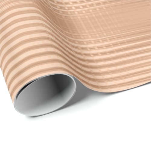 Peach Rose Gold Metallic Grill Stripes Coral Skinn Wrapping Paper