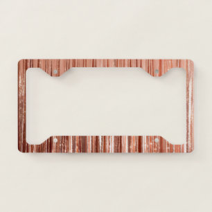 Peach Rose Gold Sparkle Stripes  License Plate Frame